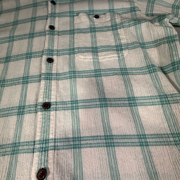 Patagonia Organic Cotton‎ Crinkle Plaid Shirt XL Short Sleeve Green - Picture 5 of 12